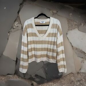 Double Zero  V-Neck Knit Sweater Women's Size Large— Boho, Casual